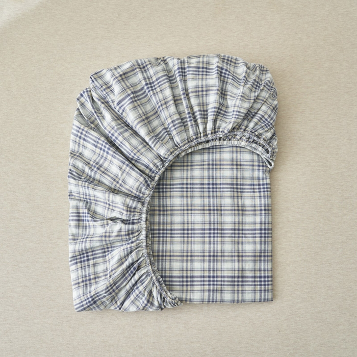 91家纺网 家纺一手货源 找家纺 早晨家纺 2025新款色织纯棉水洗棉床笠 温尼-烟兰