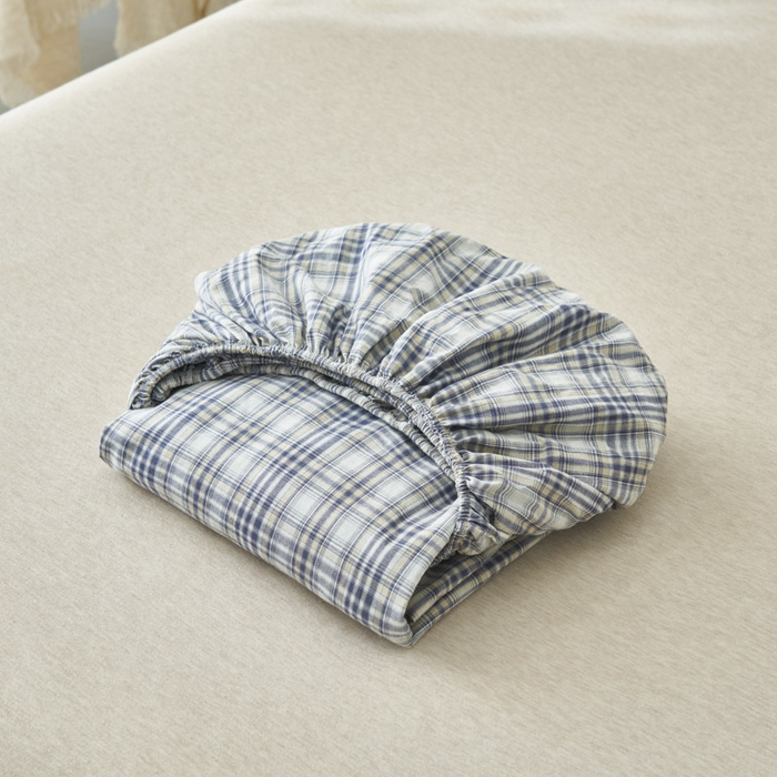 91家纺网 家纺一手货源 找家纺 早晨家纺 2025新款色织纯棉水洗棉床笠 温尼-烟兰