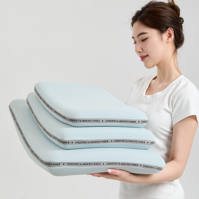 91家纺网 家纺一手货源 找家纺 昕科 2025新款豆芙深睡记忆棉亲子枕-零压生物基记忆棉儿童枕头记忆棉学生枕生物基成人枕芯 蓝色豆芙记忆棉-学生枕 34x55cm/只 