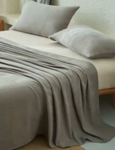 91家纺网 家纺一手货源 找家纺 早晨家纺 2025新款肌理纹纯棉提花床单 肌理纹床单-浅灰