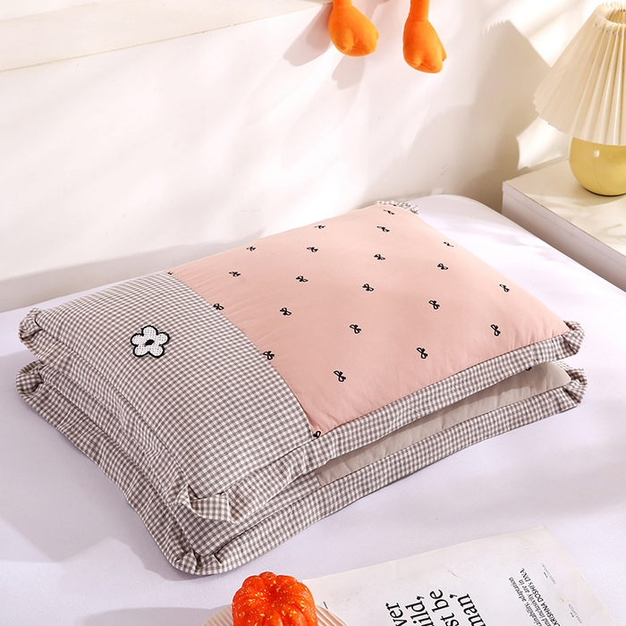 91家纺网 家纺一手货源 找家纺 贤内助家纺 2025新款全棉甜美风荞麦枕枕芯枕头保健枕护肩枕 粉色 宽35长55*高8-10/只