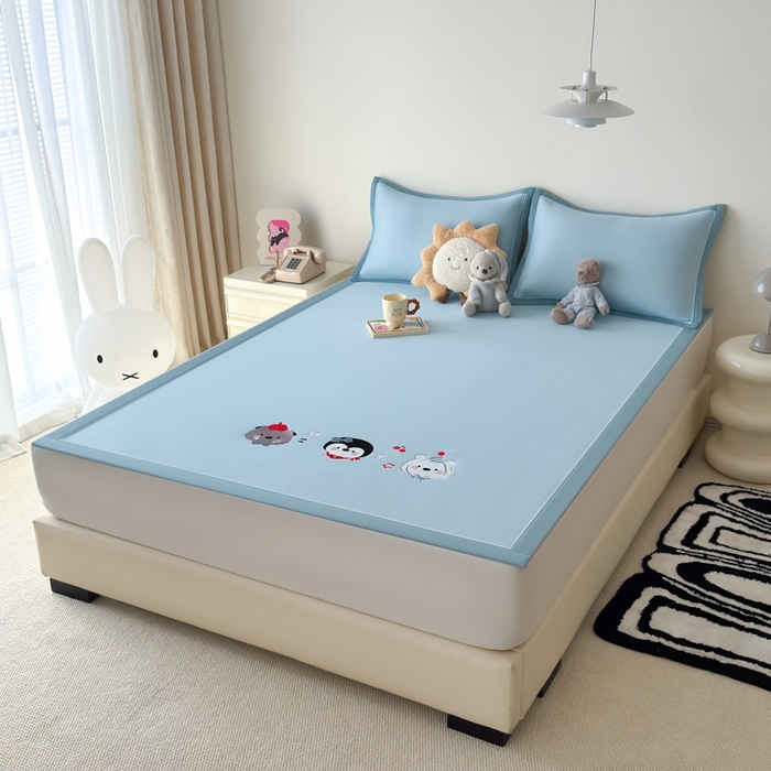 91家纺网 家纺一手货源 找家纺 九花鹿 2025新款凉感PE卡通冰丝席-凉席款 海獭兄弟