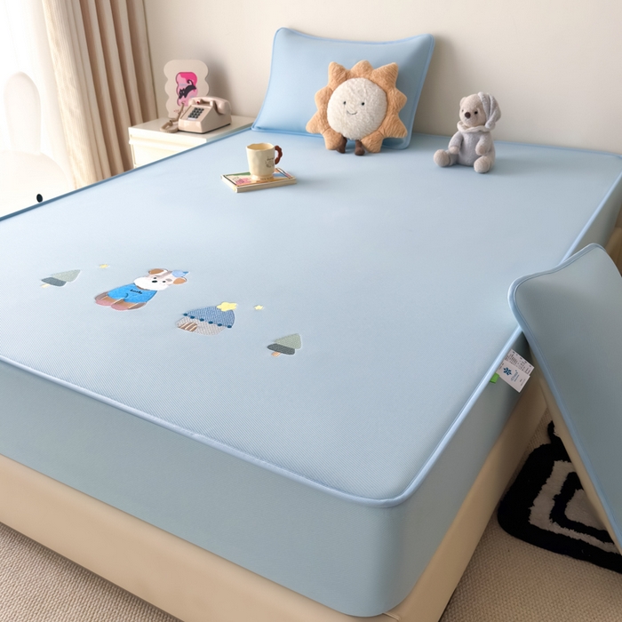 91家纺网 家纺一手货源 找家纺 九花鹿 2025新款凉感PE卡通冰丝席-床笠款 床笠款-雪纳瑞