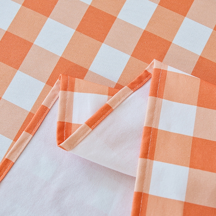 91家纺网 家纺一手货源 找家纺 义博家纺 2025新款纯棉老粗布床单 夏日橙中格