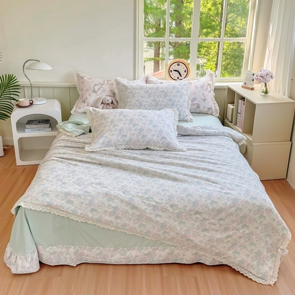 91家纺网 家纺一手货源 找家纺 （总）奥虎家纺 2025新款纯棉花边小竹棉四件套