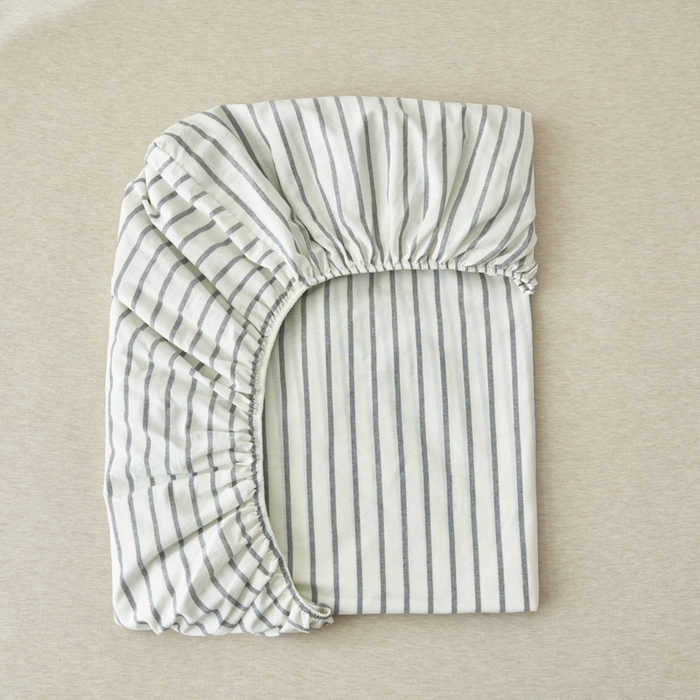 91家纺网 家纺一手货源 找家纺 早晨家纺 2025新款色织纯棉水洗棉床笠 格律时尚-灰