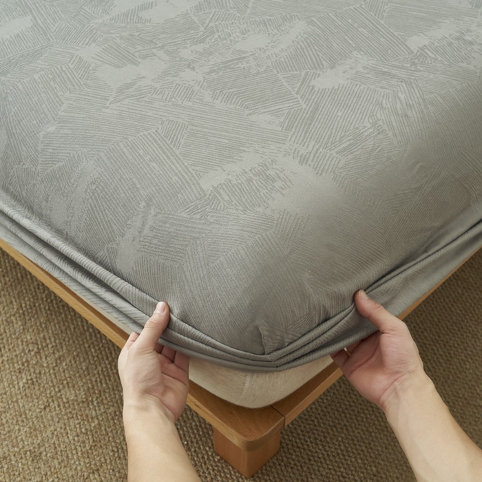 91家纺网 家纺一手货源 找家纺 早晨家纺 2025新款肌理纹纯棉提花床笠 肌理纹床笠-浅灰