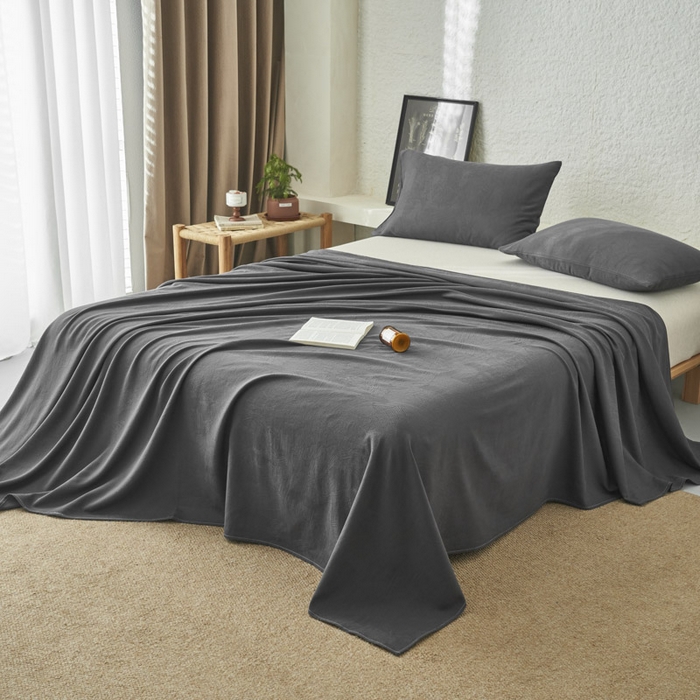 91家纺网 家纺一手货源 找家纺 早晨家纺 2025新款肌理纹纯棉提花床单 肌理纹床单-暗灰