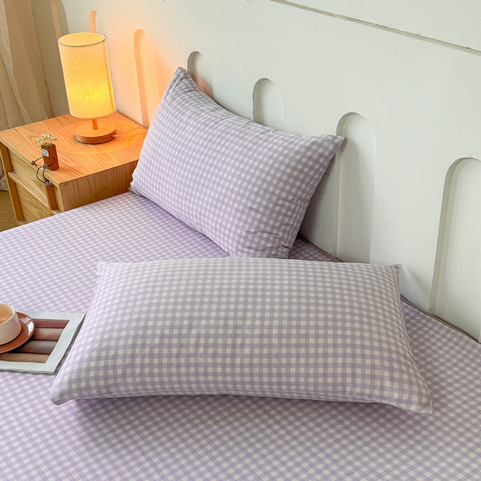 91家纺网 家纺一手货源 找家纺 笠裙家纺 2025新款进口凉感莱赛尔天丝床笠套三件套 美格紫