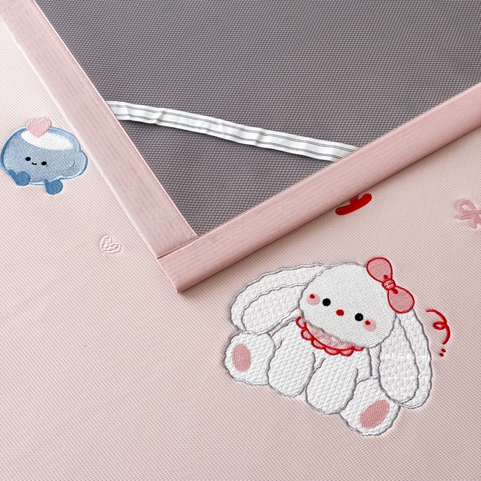 91家纺网 家纺一手货源 找家纺 九花鹿 2025新款凉感PE卡通冰丝席-凉席款 派对小兔