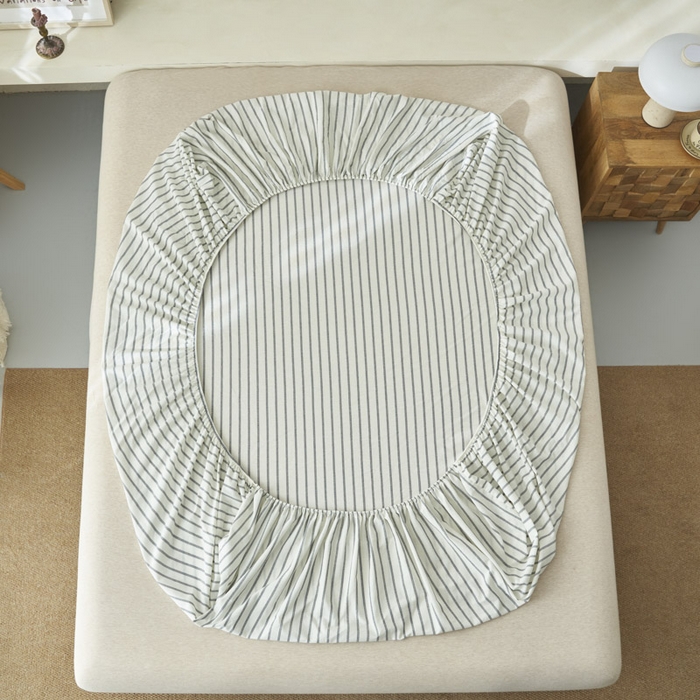 91家纺网 家纺一手货源 找家纺 早晨家纺 2025新款色织纯棉水洗棉床笠 格律时尚-灰