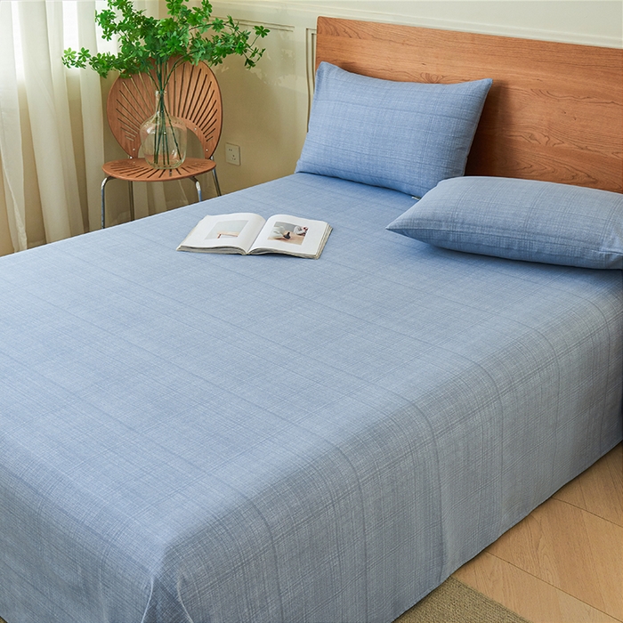 91家纺网 家纺一手货源 找家纺 义博家纺 2025新款纯棉老粗布床单 海军蓝