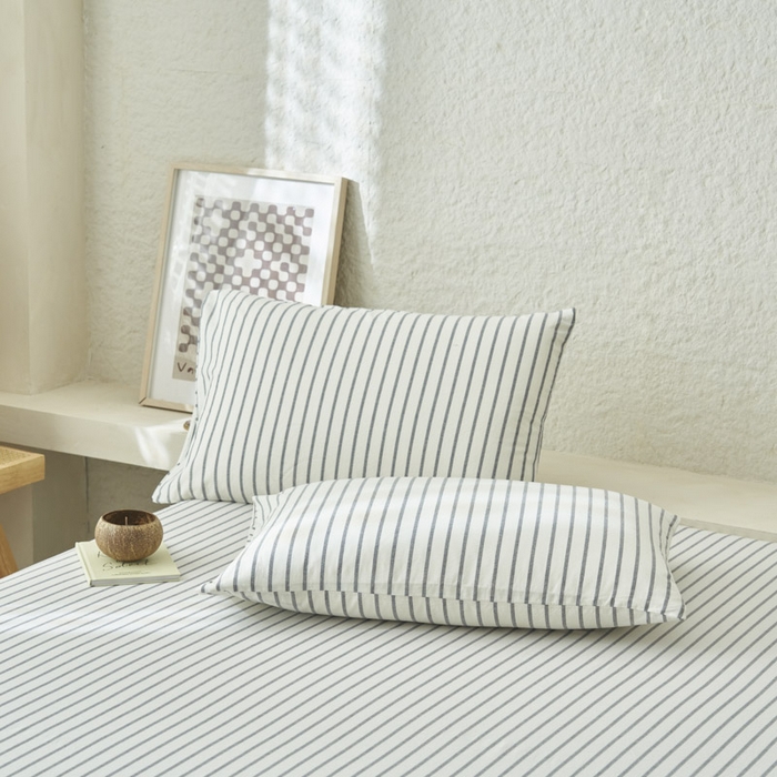 91家纺网 家纺一手货源 找家纺 早晨家纺 2025新款色织纯棉水洗棉床单 格律时尚-灰