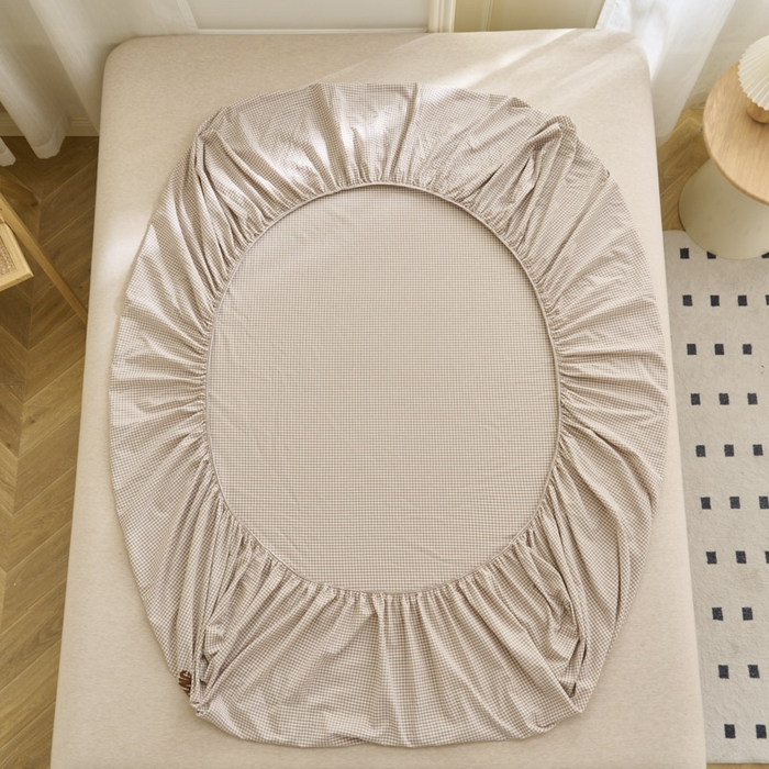 91家纺网 家纺一手货源 找家纺 早晨家纺 2025新款色织纯棉水洗棉毛巾绣床笠 星曜床笠-米咖