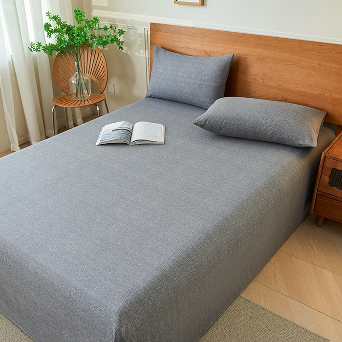 91家纺网 家纺一手货源 找家纺 义博家纺 2025新款纯棉老粗布床单 碳素灰