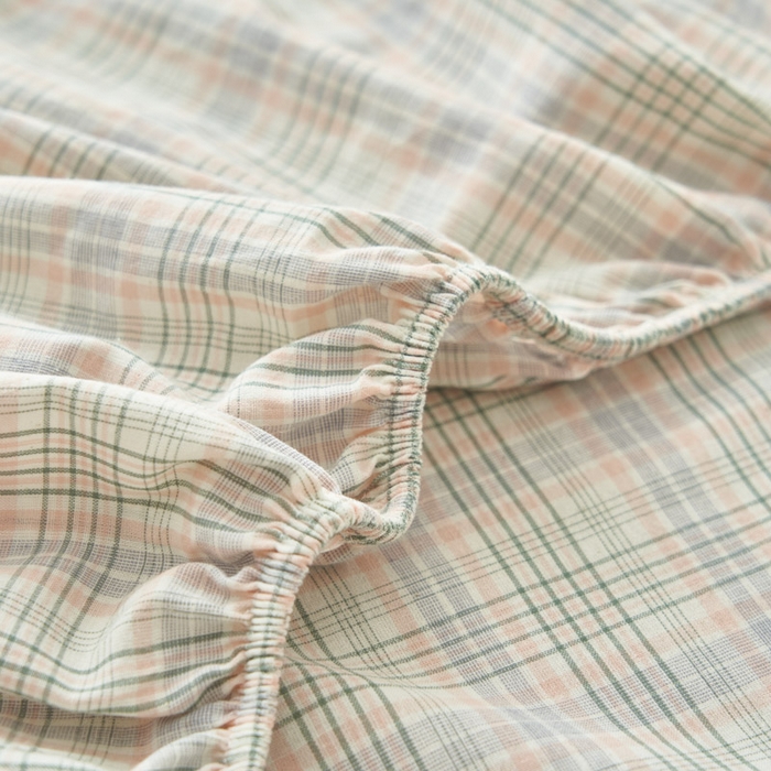 91家纺网 家纺一手货源 找家纺 （总）早晨家纺 2025新款色织纯棉水洗棉床笠