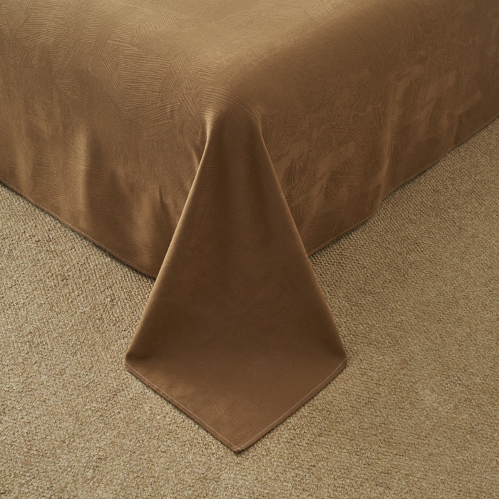 91家纺网 家纺一手货源 找家纺 早晨家纺 2025新款肌理纹纯棉提花床单 肌理纹床单-棕色