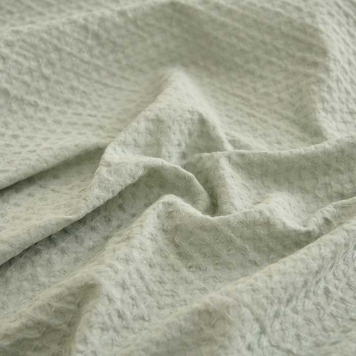 91家纺网 家纺一手货源 找家纺 早晨家纺 2025新款纯棉华夫格床单 纯棉华夫格床单-浅蓝