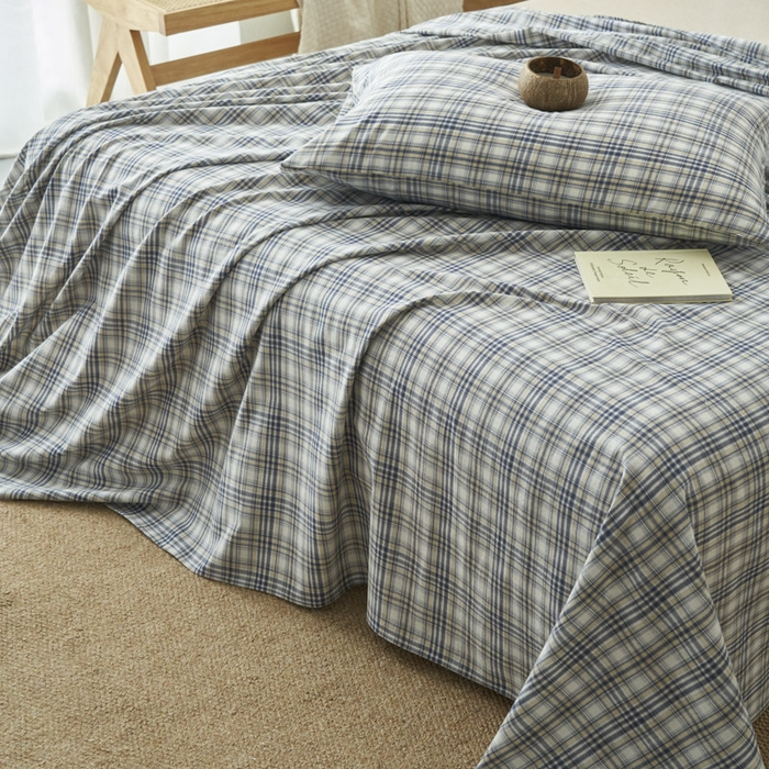 91家纺网 家纺一手货源 找家纺 早晨家纺 2025新款色织纯棉水洗棉床单 温尼-烟兰