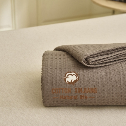 91家纺网 家纺一手货源 找家纺 早晨家纺 2025新款纯棉华夫格床单 纯棉华夫格床单-咖色