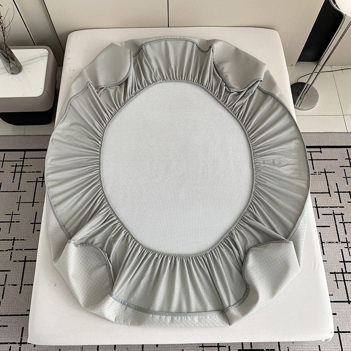 91家纺网 家纺一手货源 找家纺 凌云家纺 2025新款100%锦纶凉席床笠款可水洗冰丝席三明治软席 灰色