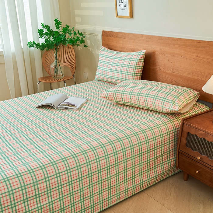 91家纺网 家纺一手货源 找家纺 义博家纺 2025新款纯棉老粗布床单 青年小格