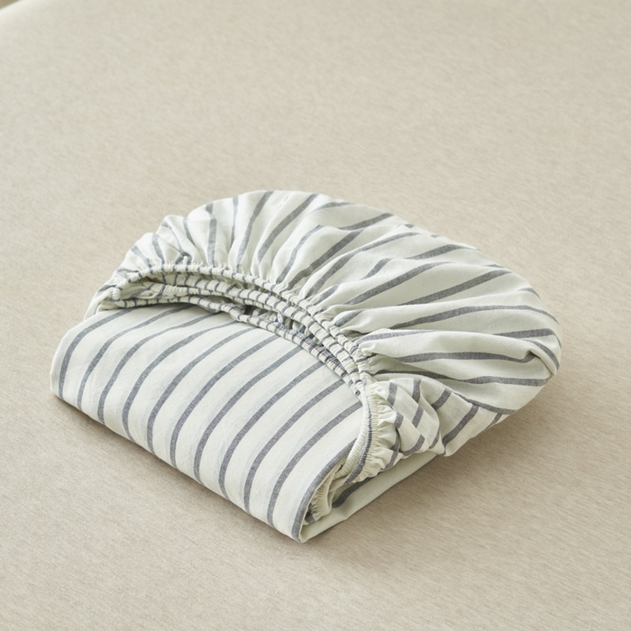 91家纺网 家纺一手货源 找家纺 早晨家纺 2025新款色织纯棉水洗棉床笠 格律时尚-灰