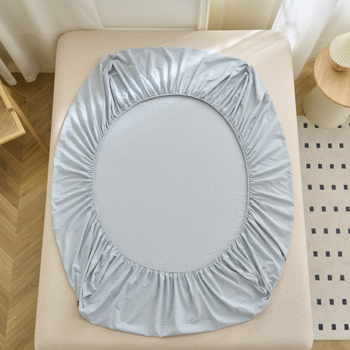 91家纺网 家纺一手货源 找家纺 早晨家纺 2025新款色织纯棉水洗棉毛巾绣床笠 星曜床笠-浅兰