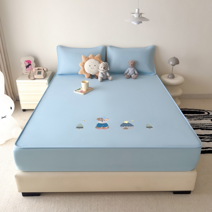 91家纺网 家纺一手货源 找家纺 （总）九花鹿 2025新款凉感PE卡通冰丝席-床笠款