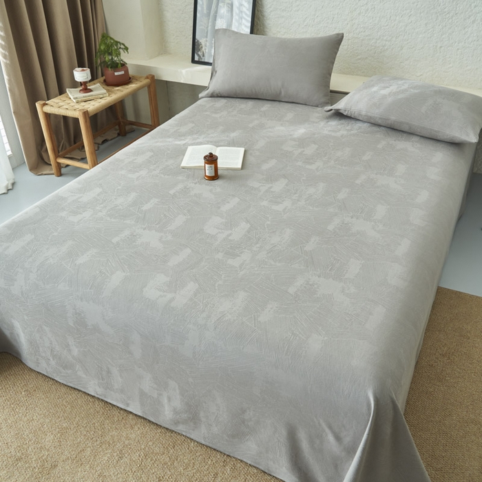 91家纺网 家纺一手货源 找家纺 早晨家纺 2025新款肌理纹纯棉提花床单 肌理纹床单-浅灰