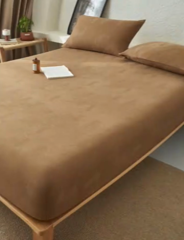 91家纺网 家纺一手货源 找家纺 早晨家纺 2025新款肌理纹纯棉提花床笠 肌理纹床笠-棕色