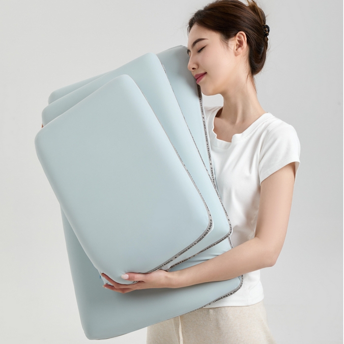 91家纺网 家纺一手货源 找家纺 昕科 2025新款豆芙深睡记忆棉亲子枕-零压生物基记忆棉儿童枕头记忆棉学生枕生物基成人枕芯 蓝色豆芙记忆棉-成人枕 40x70cm/只 