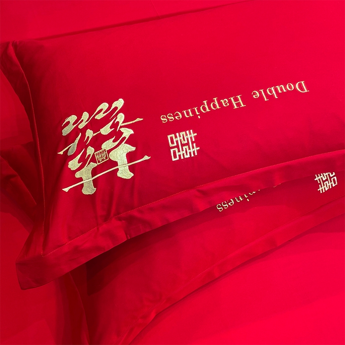 91家纺网 家纺一手货源 找家纺 张公子婚庆馆 2025新款全棉40s喷气四件套婚庆系列 喜来登-金