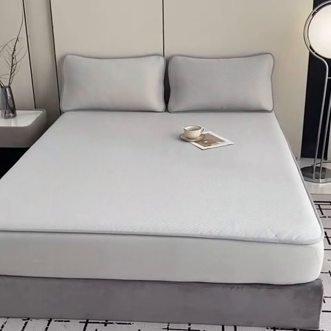 91家纺网 家纺一手货源 找家纺 凌云家纺 2025新款100%锦纶凉席床笠款可水洗冰丝席三明治软席 灰色