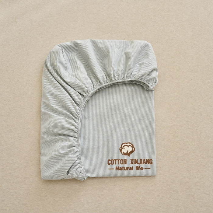 91家纺网 家纺一手货源 找家纺 早晨家纺 2025新款色织纯棉水洗棉毛巾绣床笠 流年床笠-浅兰