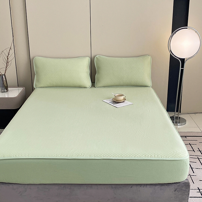 91家纺网 家纺一手货源 找家纺 凌云家纺 2025新款100%锦纶凉席床笠款可水洗冰丝席三明治软席 绿色