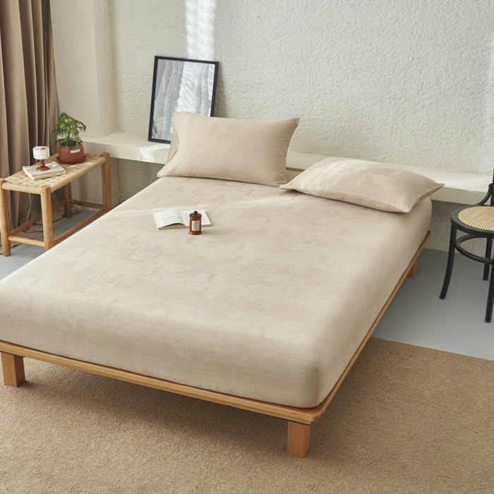 91家纺网 家纺一手货源 找家纺 早晨家纺 2025新款肌理纹纯棉提花床笠 肌理纹床笠-浅驼