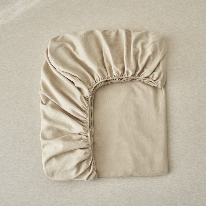 91家纺网 家纺一手货源 找家纺 早晨家纺 2025新款肌理纹纯棉提花床笠 肌理纹床笠-浅驼