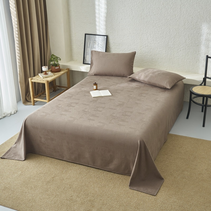 91家纺网 家纺一手货源 找家纺 早晨家纺 2025新款肌理纹纯棉提花床单 肌理纹床单-中灰