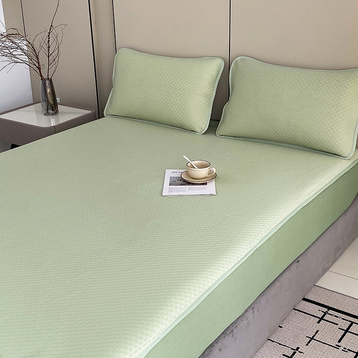 91家纺网 家纺一手货源 找家纺 凌云家纺 2025新款100%锦纶凉席床笠款可水洗冰丝席三明治软席 绿色
