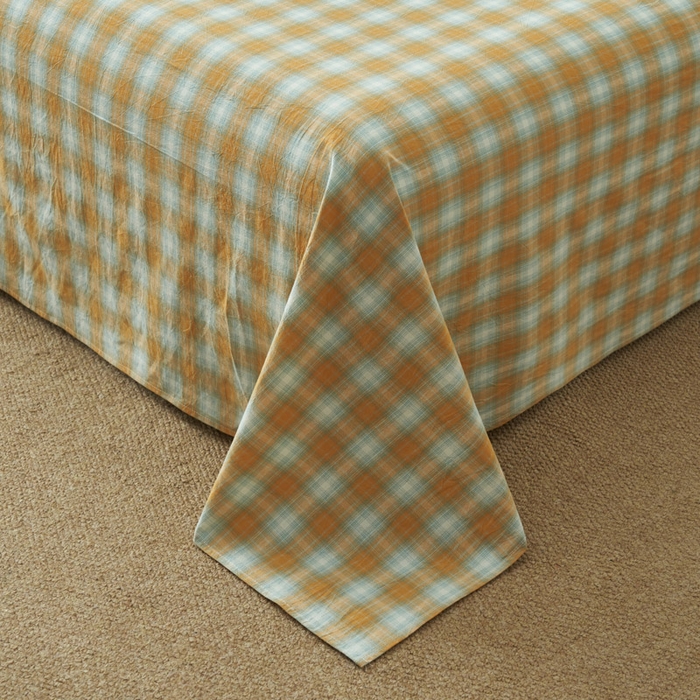 91家纺网 家纺一手货源 找家纺 早晨家纺 2025新款色织纯棉水洗棉床单 沐夏-桔