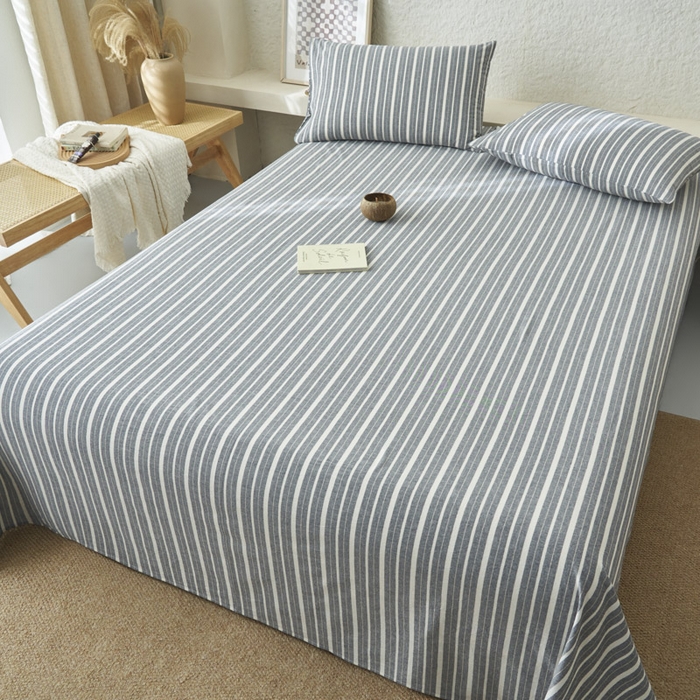 91家纺网 家纺一手货源 找家纺 早晨家纺 2025新款色织纯棉水洗棉床单 轩尼诗-灰