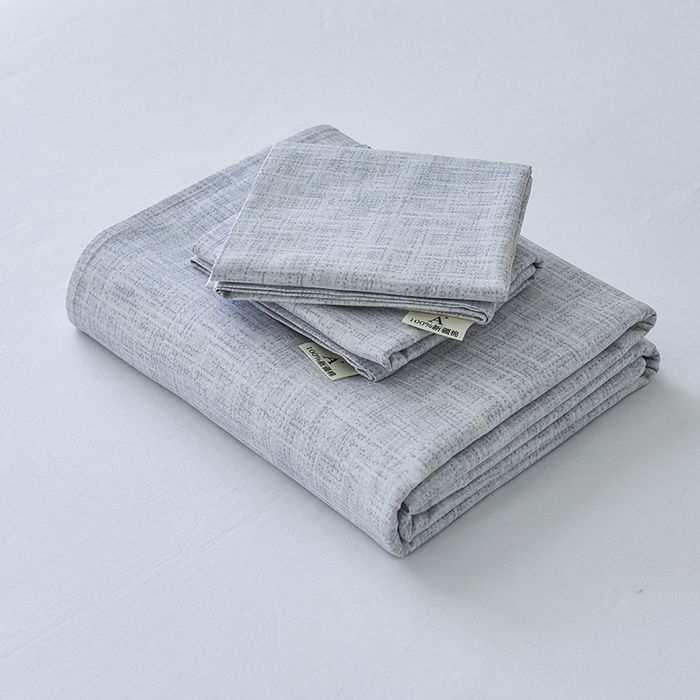 91家纺网 家纺一手货源 找家纺 义博家纺 2025新款纯棉老粗布床单 复古灰