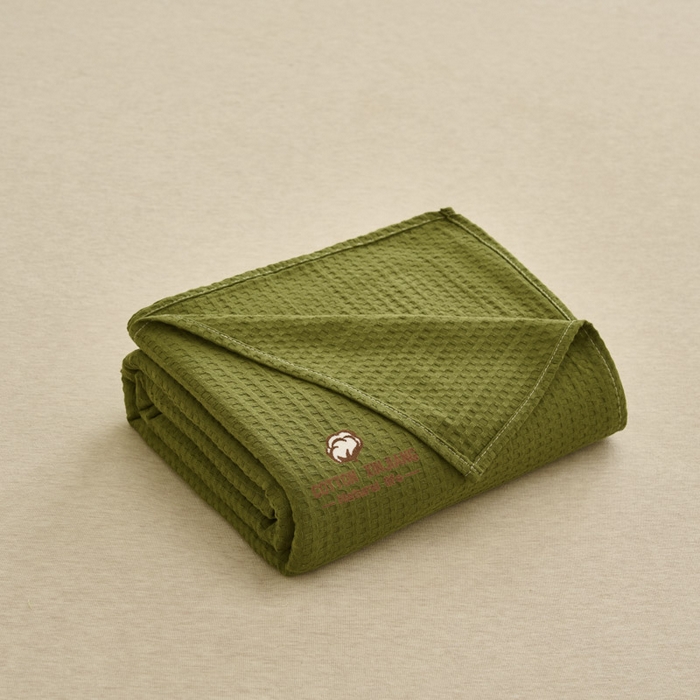 91家纺网 家纺一手货源 找家纺 早晨家纺 2025新款纯棉华夫格床单 纯棉华夫格床单-橄榄绿