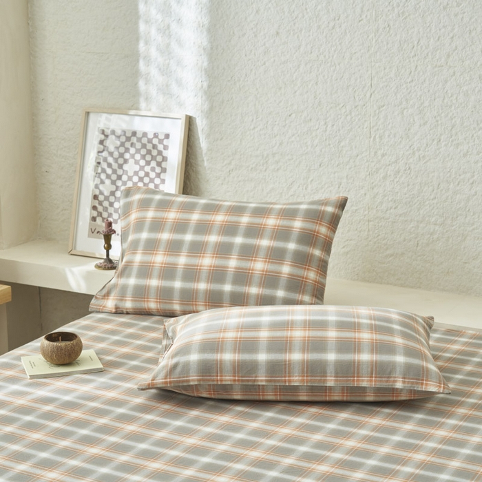 91家纺网 家纺一手货源 找家纺 早晨家纺 2025新款色织纯棉水洗棉床单 洛卡-灰