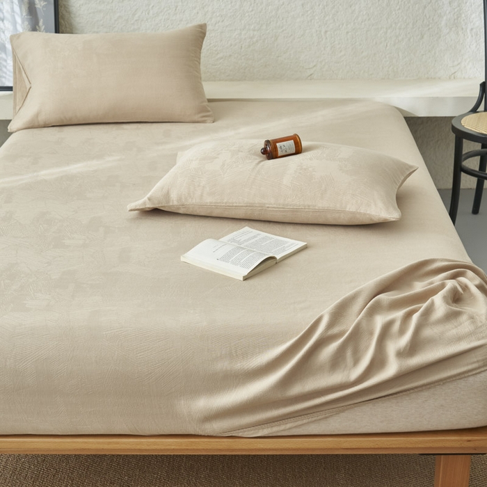 91家纺网 家纺一手货源 找家纺 早晨家纺 2025新款肌理纹纯棉提花床笠 肌理纹床笠-浅驼