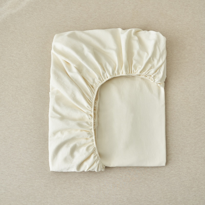 91家纺网 家纺一手货源 找家纺 早晨家纺 2025新款肌理纹纯棉提花床笠 肌理纹床笠-奶昔白