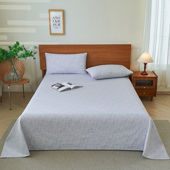 91家纺网 家纺一手货源 找家纺 义博家纺 2025新款纯棉老粗布床单 复古灰