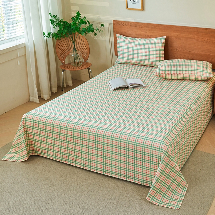 91家纺网 家纺一手货源 找家纺 义博家纺 2025新款纯棉老粗布床单 青年小格