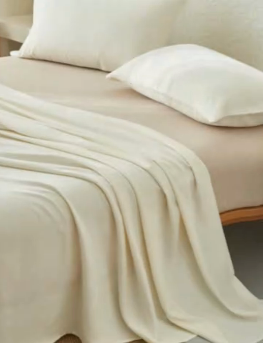 91家纺网 家纺一手货源 找家纺 早晨家纺 2025新款肌理纹纯棉提花床单 肌理纹床单-奶昔白